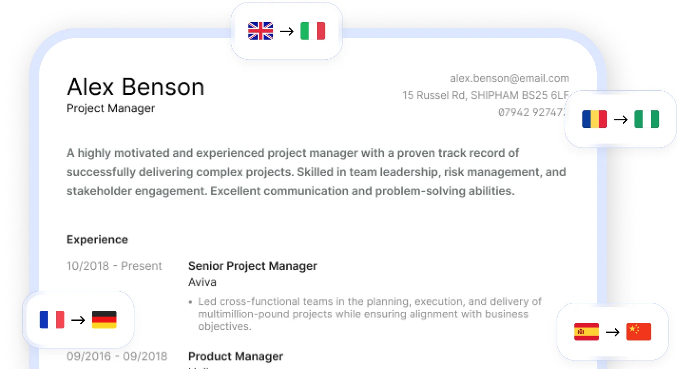 Traduci il tuo CV con facilità